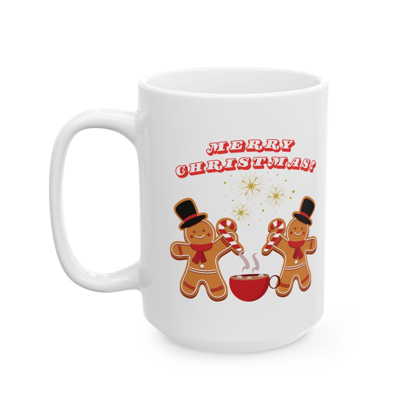 Christmas Ceramic Mug with Gingerbread Cookie Design – Festive & Durable (11oz, 15oz)