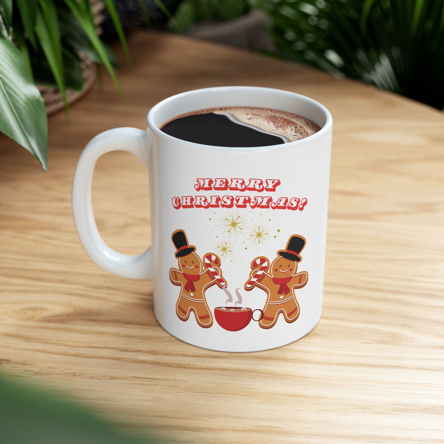 Christmas Ceramic Mug with Gingerbread Cookie Design – Festive & Durable (11oz, 15oz)