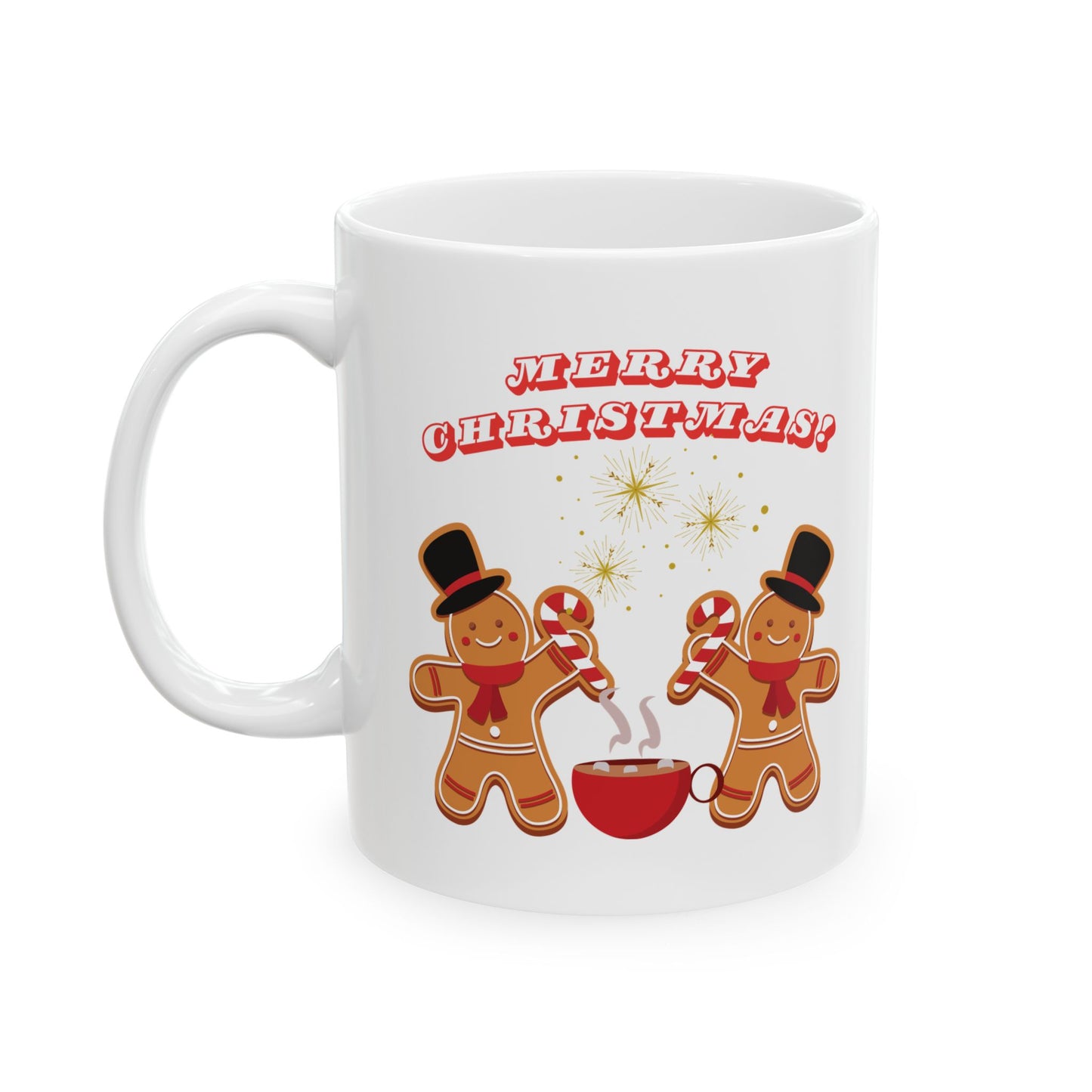 Christmas Ceramic Mug with Gingerbread Cookie Design – Festive & Durable (11oz, 15oz)